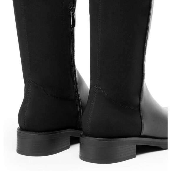 🆕Women Black-pu Knee High Comfortable Thigh High Daily Low Flat Heel Long Boot - Picture 8 of 10